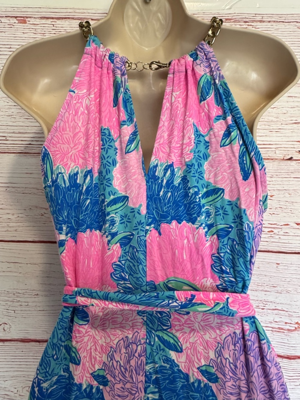Lilly Pulitzer Bingham Halter Midi Dress in Multi Beach House Blooms Sz M - Picture 9 of 16
